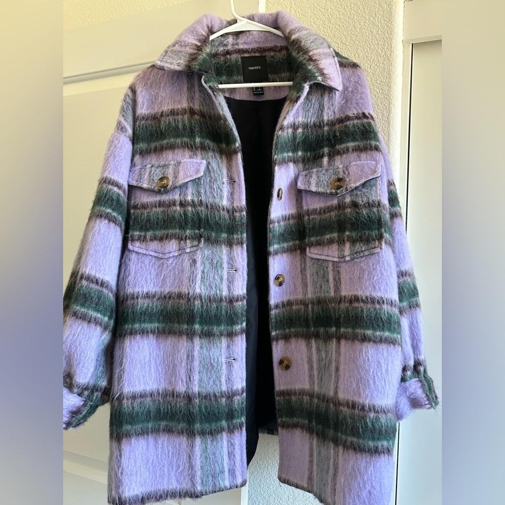 Purple plaid jacket women’s size large